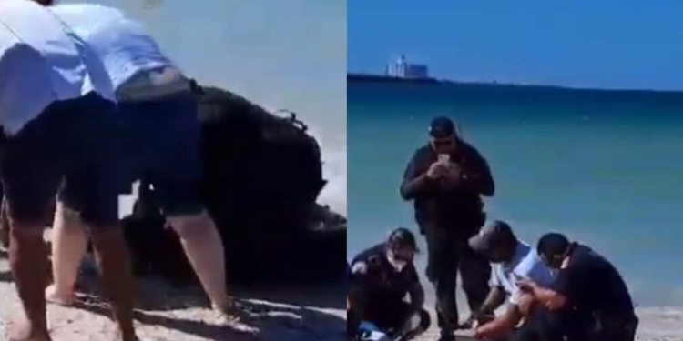 Mesero y policía municipal salvan la vida de un turista que se adentró al mar en presunto estado de ebriedad