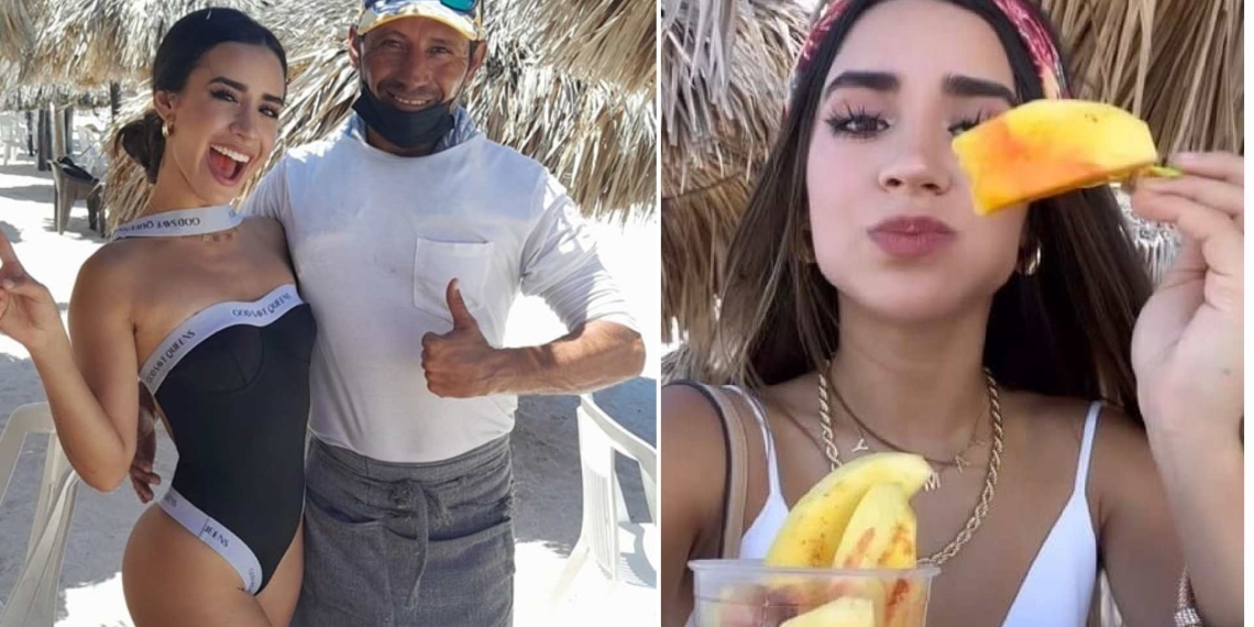 Nuevamente Toño "el mesero de las estrellas", ahora se encuentra a la influencer Tammy Parra en el malecón